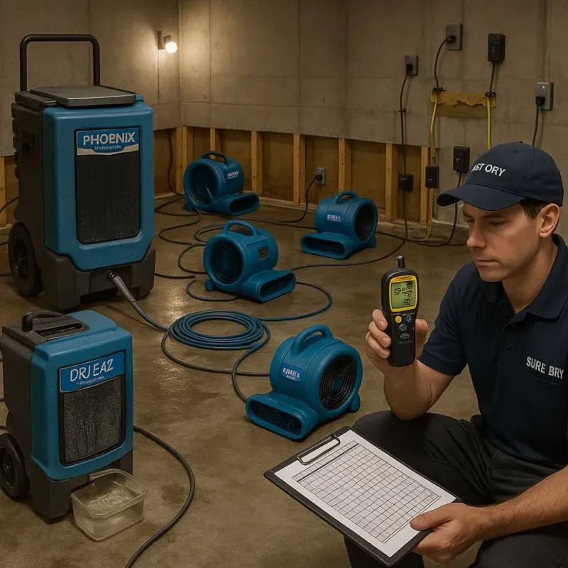 Structural Drying and Dehumidification process in La Marque, TX